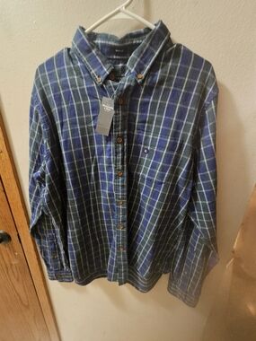Abercrombie & Fitch Muscle Fit Plaid Flannel Shirt XL Blue Green Button Down NWT